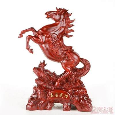 聯友廠家直銷樹脂工藝品 立馬成功仿木紋招財擺件，高級開業禮品之選